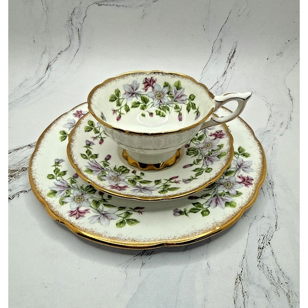 Royal Stafford Columbine Series Trio‎ Set Cup, Saucer and Side plate Bone China